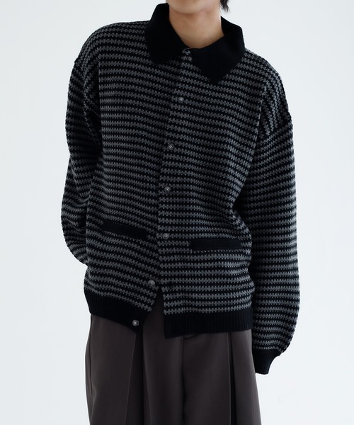 セール】【EPNK】Nuance border collar knit cardigan