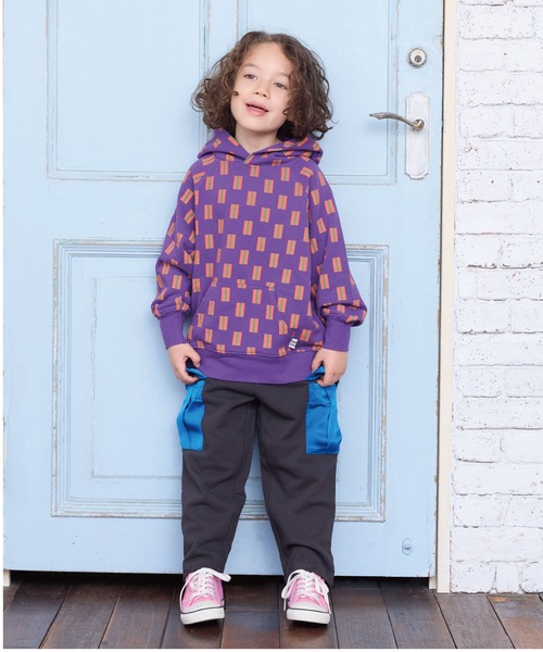 BIG FIELD（ビッグフィールド）の「カーゴスウェットパンツ（カーゴパンツ・キッズ・オフホワイト/チャコール/パープル・90/100/110/120/130/140/150）」の12枚目の写真