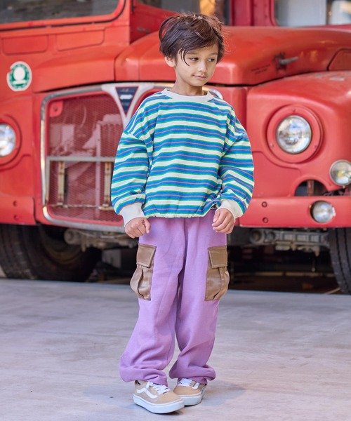 BIG FIELD（ビッグフィールド）の「カーゴスウェットパンツ（カーゴパンツ・キッズ・オフホワイト/チャコール/パープル・90/100/110/120/130/140/150）」の20枚目の写真