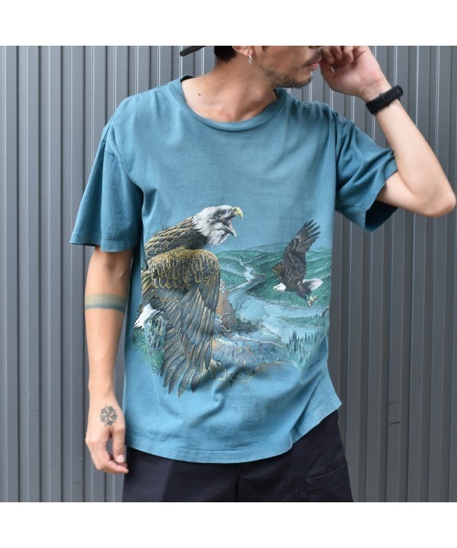 ヴィンテージ古着】90's HABITAT イーグル アニマルプリントTシャツ（T