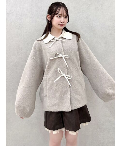 dazzlin（ダズリン）の「【森香澄コラボ】リボンモチーフボアコート（その他アウター・レディース・モカ/アイボリー・FREE）」の19枚目の写真