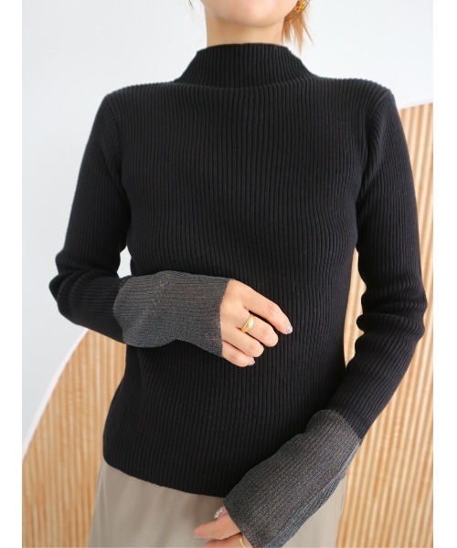 TRUNC（トランクエイティーエイト）の「Sheer Sleeve Turtleneck（ニット/セーター・レディース・ネイビー/アイボリー/ブラック・FREE）」の12枚目の写真