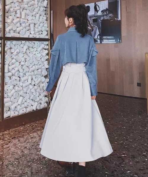 Sibra(シブラ)の「レイヤードワンピース(ワンピース・レディース・ブルー/ブラウン・M)」の11枚目の写真