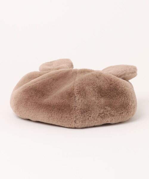 KP DECO（ケーピーデコ）の「フェイクファー耳付ベレー帽(S～M)（ハンチング/ベレー帽・キッズ・オフホワイト/ピンク/ブラウン・SMALL/MEDIUM）」の3枚目の写真
