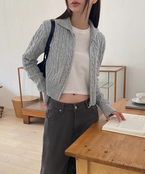 ケーブルニットカラージップアップ/2024 AW COLLECTION（ニット/セーター）｜by muni:r（バイ ムニール） 5,465円