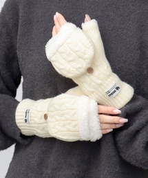 moz(モズ)のケーブル編み 裏ボア ミトングローブ(手袋) ダイレクトタッチ仕様(手袋)