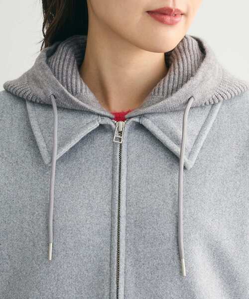 Green Parks(グリーンパークス)の「2WAYニットフードウールライクジャケット(その他アウター・レディース・杢グレー/イエロー/ベージュ系その他2・FREE)」の10枚目の写真