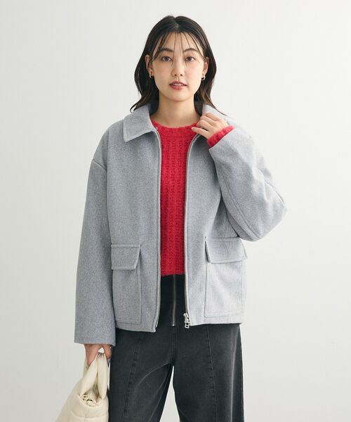 Green Parks(グリーンパークス)の「2WAYニットフードウールライクジャケット(その他アウター・レディース・杢グレー/イエロー/ベージュ系その他2・FREE)」の13枚目の写真