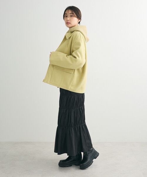 Green Parks(グリーンパークス)の「2WAYニットフードウールライクジャケット(その他アウター・レディース・杢グレー/イエロー/ベージュ系その他2・FREE)」の15枚目の写真