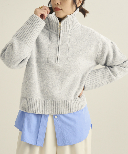plage(プラージュ)の「pooginook zip up ニット(ニット/セーター・レディース・グレー/ベージュ/ホワイト・FREE)」の4枚目の写真
