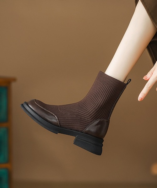 shoes365(シューズスリーシックスファイヴ)の「【shoes365】リブニットブーツ(ブーツ・レディース・ブラウン/ブラック・22.5cm/23.0cm/23.5cm/24.0cm/24.5cm)」の8枚目の写真