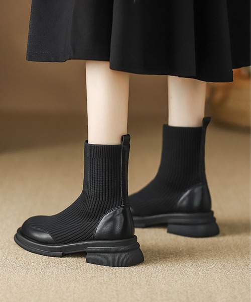 shoes365(シューズスリーシックスファイヴ)の「【shoes365】リブニットブーツ(ブーツ・レディース・ブラウン/ブラック・22.5cm/23.0cm/23.5cm/24.0cm/24.5cm)」の9枚目の写真