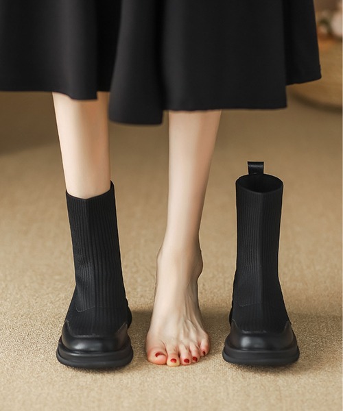 shoes365(シューズスリーシックスファイヴ)の「【shoes365】リブニットブーツ(ブーツ・レディース・ブラウン/ブラック・22.5cm/23.0cm/23.5cm/24.0cm/24.5cm)」の14枚目の写真