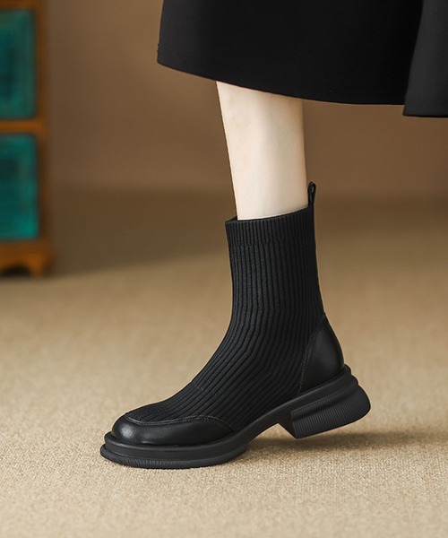 shoes365(シューズスリーシックスファイヴ)の「【shoes365】リブニットブーツ(ブーツ・レディース・ブラウン/ブラック・22.5cm/23.0cm/23.5cm/24.0cm/24.5cm)」の10枚目の写真