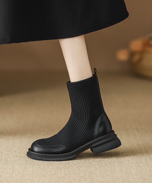 shoes365(シューズスリーシックスファイヴ)の「【shoes365】リブニットブーツ(ブーツ・レディース・ブラウン/ブラック・22.5cm/23.0cm/23.5cm/24.0cm/24.5cm)」の11枚目の写真