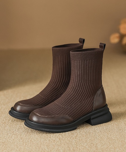 shoes365(シューズスリーシックスファイヴ)の「【shoes365】リブニットブーツ(ブーツ・レディース・ブラウン/ブラック・22.5cm/23.0cm/23.5cm/24.0cm/24.5cm)」の15枚目の写真