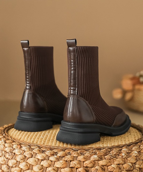 shoes365(シューズスリーシックスファイヴ)の「【shoes365】リブニットブーツ(ブーツ・レディース・ブラウン/ブラック・22.5cm/23.0cm/23.5cm/24.0cm/24.5cm)」の16枚目の写真