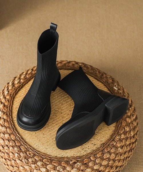 shoes365(シューズスリーシックスファイヴ)の「【shoes365】リブニットブーツ(ブーツ・レディース・ブラウン/ブラック・22.5cm/23.0cm/23.5cm/24.0cm/24.5cm)」の18枚目の写真
