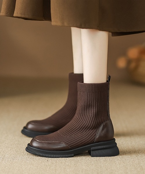 shoes365(シューズスリーシックスファイヴ)の「【shoes365】リブニットブーツ(ブーツ・レディース・ブラウン/ブラック・22.5cm/23.0cm/23.5cm/24.0cm/24.5cm)」の5枚目の写真