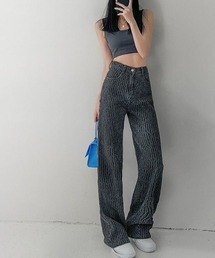 Coo+i（クーイ）の「ぽこぽこ生地ハイウエストストレートデニムパンツ（デニムパンツ）」