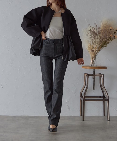 ブルレア　ペプラムジャケット VIS｜【美easy】【洗える/防シワ/UVケア】コンフォートツイル