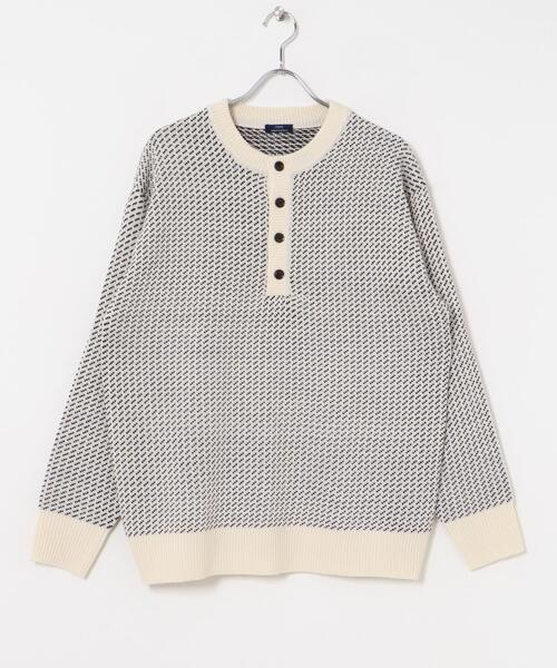 ITEMS URBANRESEARCH（アイテムズ アーバンリサーチ）の「バーズアイ ヘンリーネック ニット（ニット/セーター・メンズ・ブラック/ホワイト・MEDIUM/LARGE）」の18枚目の写真