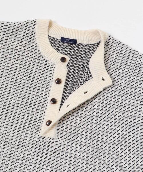 ITEMS URBANRESEARCH（アイテムズ アーバンリサーチ）の「バーズアイ ヘンリーネック ニット（ニット/セーター・メンズ・ブラック/ホワイト・MEDIUM/LARGE）」の17枚目の写真