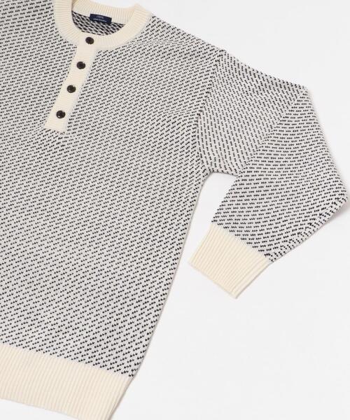 ITEMS URBANRESEARCH（アイテムズ アーバンリサーチ）の「バーズアイ ヘンリーネック ニット（ニット/セーター・メンズ・ブラック/ホワイト・MEDIUM/LARGE）」の16枚目の写真