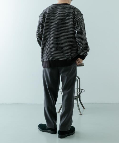 ITEMS URBANRESEARCH（アイテムズ アーバンリサーチ）の「バーズアイ ヘンリーネック ニット（ニット/セーター・メンズ・ブラック/ホワイト・MEDIUM/LARGE）」の8枚目の写真