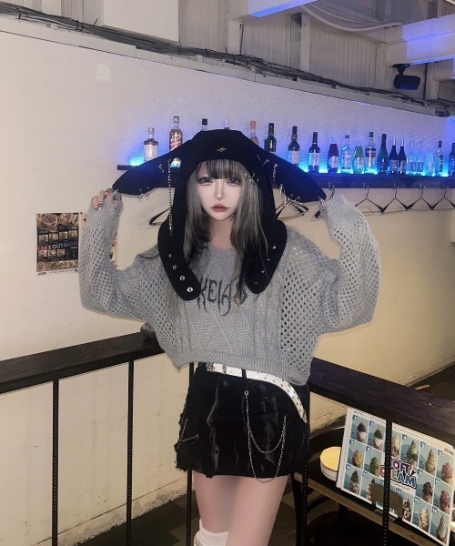 KsG(ケーエスジー)の「ロゴ入りショートニット(ニット/セーター・レディース・ブラック/グレー・フリー)」の11枚目の写真