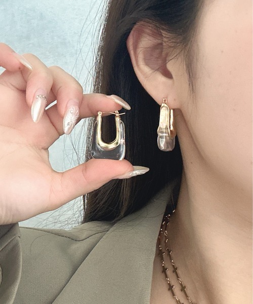 Burner（バーナー）の「【OKUOKU　0909】シースルー ピアス 両耳用　 oku-pierce-643795781439-9 N（ピアス（両耳用）・レディース・ベージュ系その他/ブラウン/オフホワイト/クリア/ブラウン系その他/グレー系その他/ゴールド系/ベージュ系その他2/グレー系その他2・FREE）」の9枚目の写真