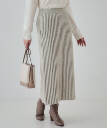 Cutie Blonde | 【セットアップ可】リブ編みの縦ラインですっきり見え ニットナロースカート(スカート)