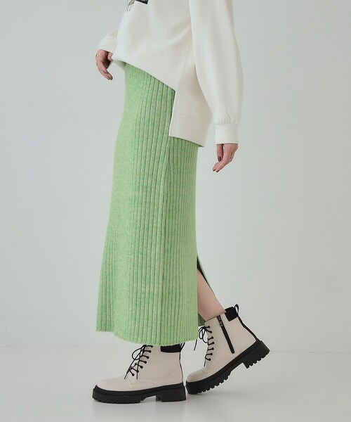 セール】【セットアップ可】リブ編みの縦ラインですっきり見え ニット