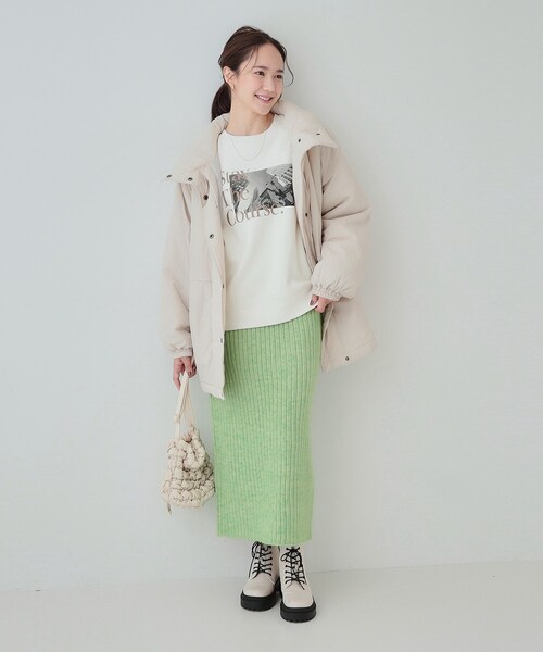 セール】【セットアップ可】リブ編みの縦ラインですっきり見え ニット