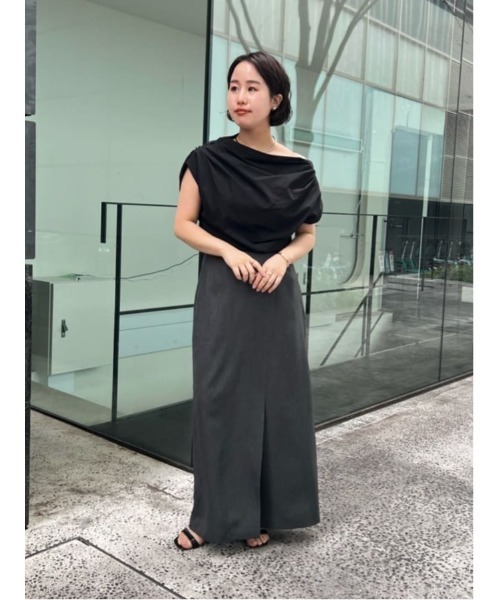 UR'S（ユアーズ）の「ラップデザインIラインスカート（スカート・レディース・アイボリー/チャコール/ネイビー・XS/L/M/S）」の4枚目の写真