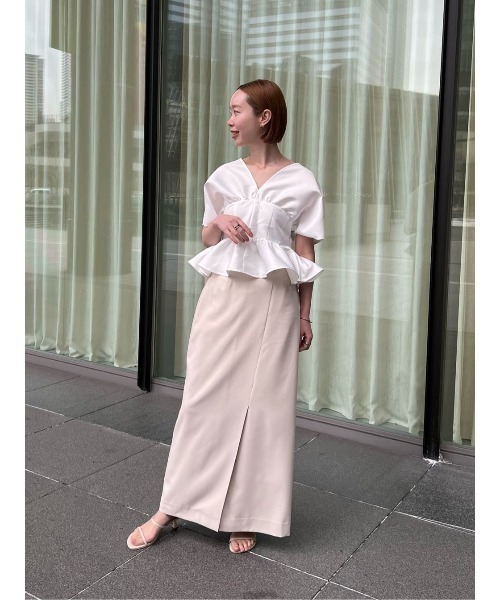 UR'S（ユアーズ）の「ラップデザインIラインスカート（スカート・レディース・アイボリー/チャコール/ネイビー・XS/L/M/S）」の5枚目の写真