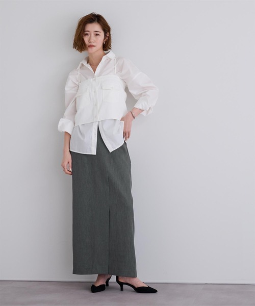 UR'S（ユアーズ）の「ラップデザインIラインスカート（スカート・レディース・アイボリー/チャコール/ネイビー・XS/L/M/S）」の15枚目の写真