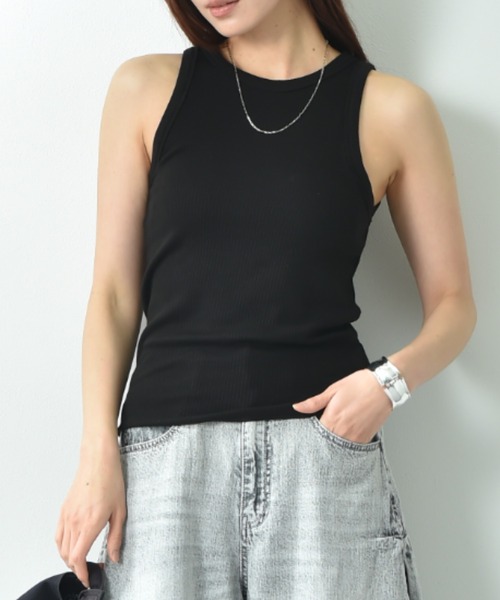 CLOCHE（クロシェ）の「【ＣＬＯＣＨＥ】カップ付アメスリタンク（タンクトップ・レディース・オフホワイト/ブラック/グレー・FREE）」の2枚目の写真