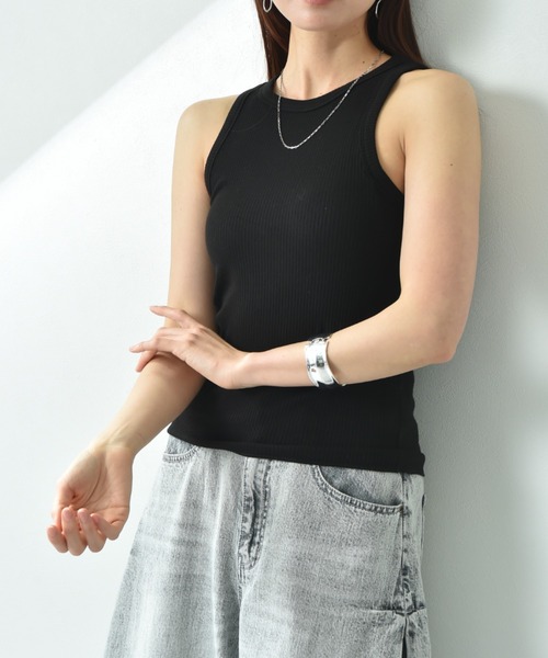 CLOCHE（クロシェ）の「【ＣＬＯＣＨＥ】カップ付アメスリタンク（タンクトップ・レディース・オフホワイト/ブラック/グレー・FREE）」の5枚目の写真