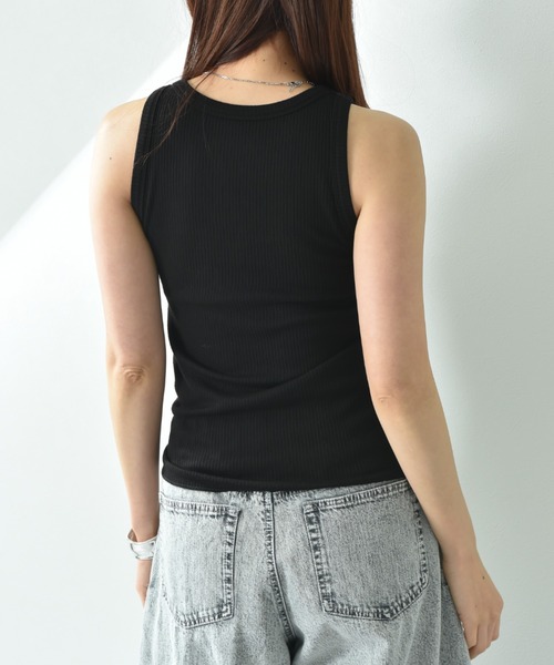 CLOCHE（クロシェ）の「【ＣＬＯＣＨＥ】カップ付アメスリタンク（タンクトップ・レディース・オフホワイト/ブラック/グレー・FREE）」の7枚目の写真