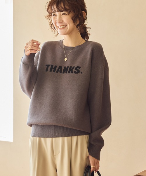 AMERICAN HOLIC（アメリカンホリック）の「バイパチTHANKS.ジャガードニットプルオーバー（ニット/セーター・レディース・杢グレー/ブラック・L/M）」の6枚目の写真