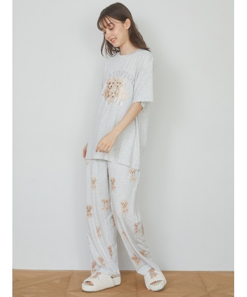 ジェラートピケ トイプードル柄 ルームウェア Tシャツ&ロング