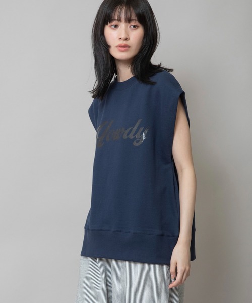 Munich(ミューニック)の「スリーブレスロゴスウェット(スウェット・レディース・スモークグレー/ネイビー/ライトベージュ・FREE)」の7枚目の写真