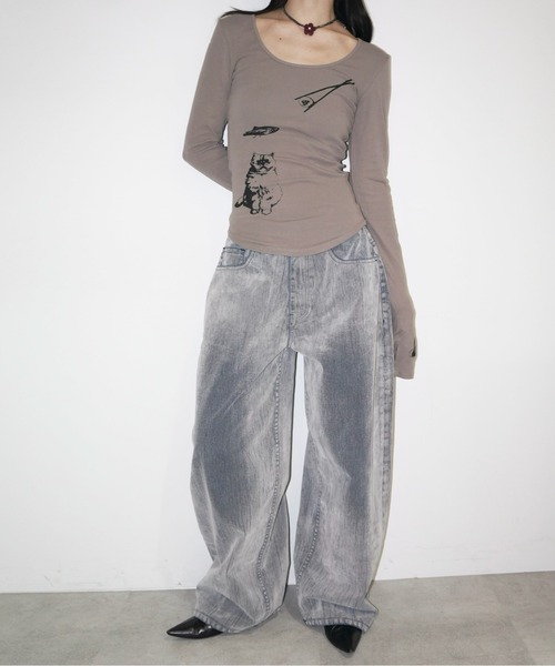 isxnot タトゥートップス ベージュ M Tattoo tops Beige STUDIOUS/ステュディオス】Tattoo Skin Mesh Top/タトゥースキン