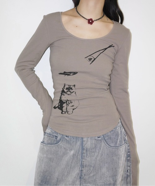 Tattoo tulle long sleeve/タトゥーチュールロングスリーブ long sleeve tattoo tops / タトゥートップス（Tシャツ