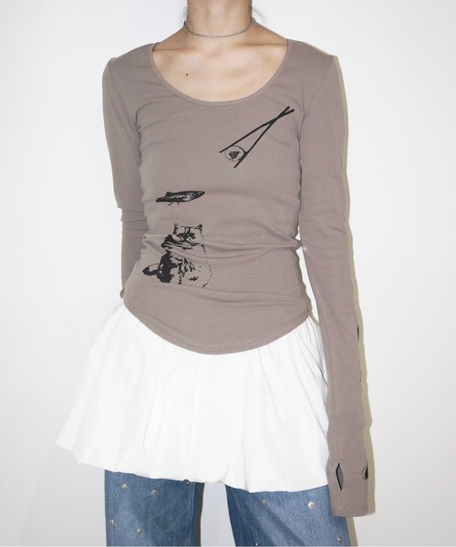 Tattoo tulle long sleeve/タトゥーチュールロングスリーブ musubore（ムスボレ）の「long sleeve tattoo tops / タトゥー