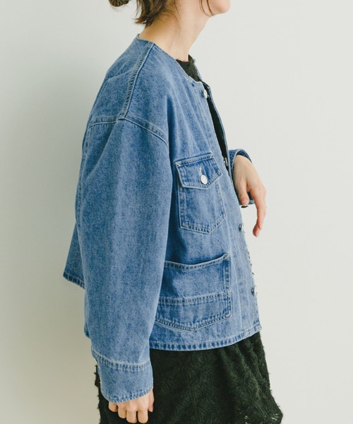 美品★HERMES★レザートリム★デニム★ステッチ★ノーカラージャケット FORK&SPOON JFデニムノーカラージャケット｜アーバンリサーチの通販