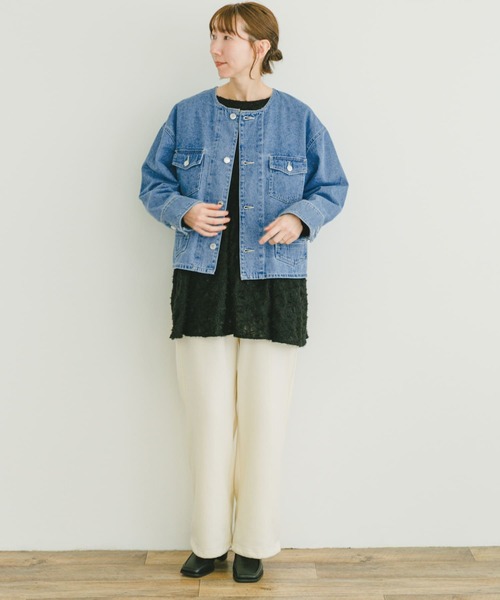 デニムノーカラージャケット（デニムジャケット）｜ITEMS