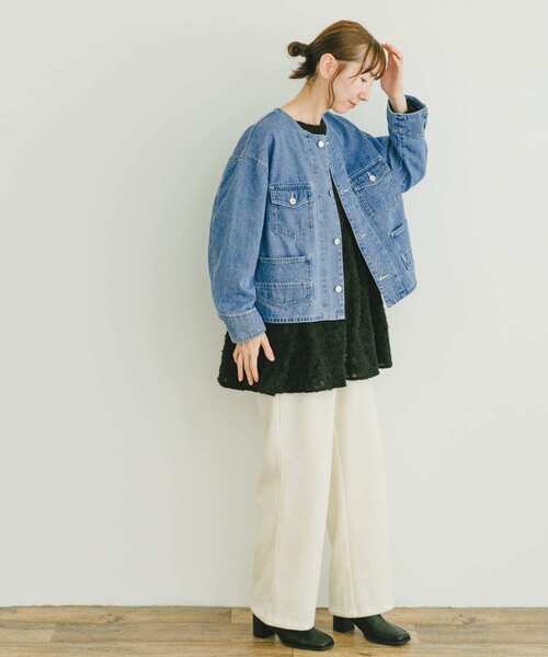 美品★HERMES★レザートリム★デニム★ステッチ★ノーカラージャケット FORK&SPOON JFデニムノーカラージャケット｜アーバンリサーチの通販