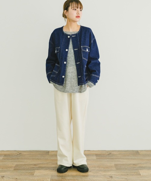 ITEMS URBANRESEARCH（アイテムズ アーバンリサーチ）の「デニムノーカラージャケット（デニムジャケット・レディース・インディゴブルー/ライトブルー・FREE）」の20枚目の写真